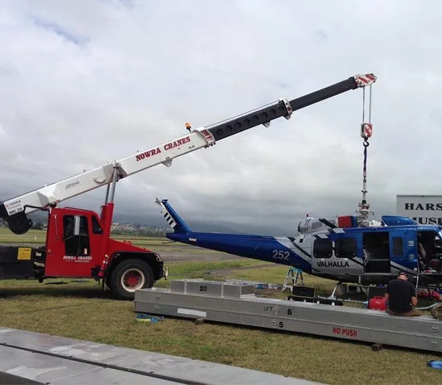 Helicopter lifted onto a trailer