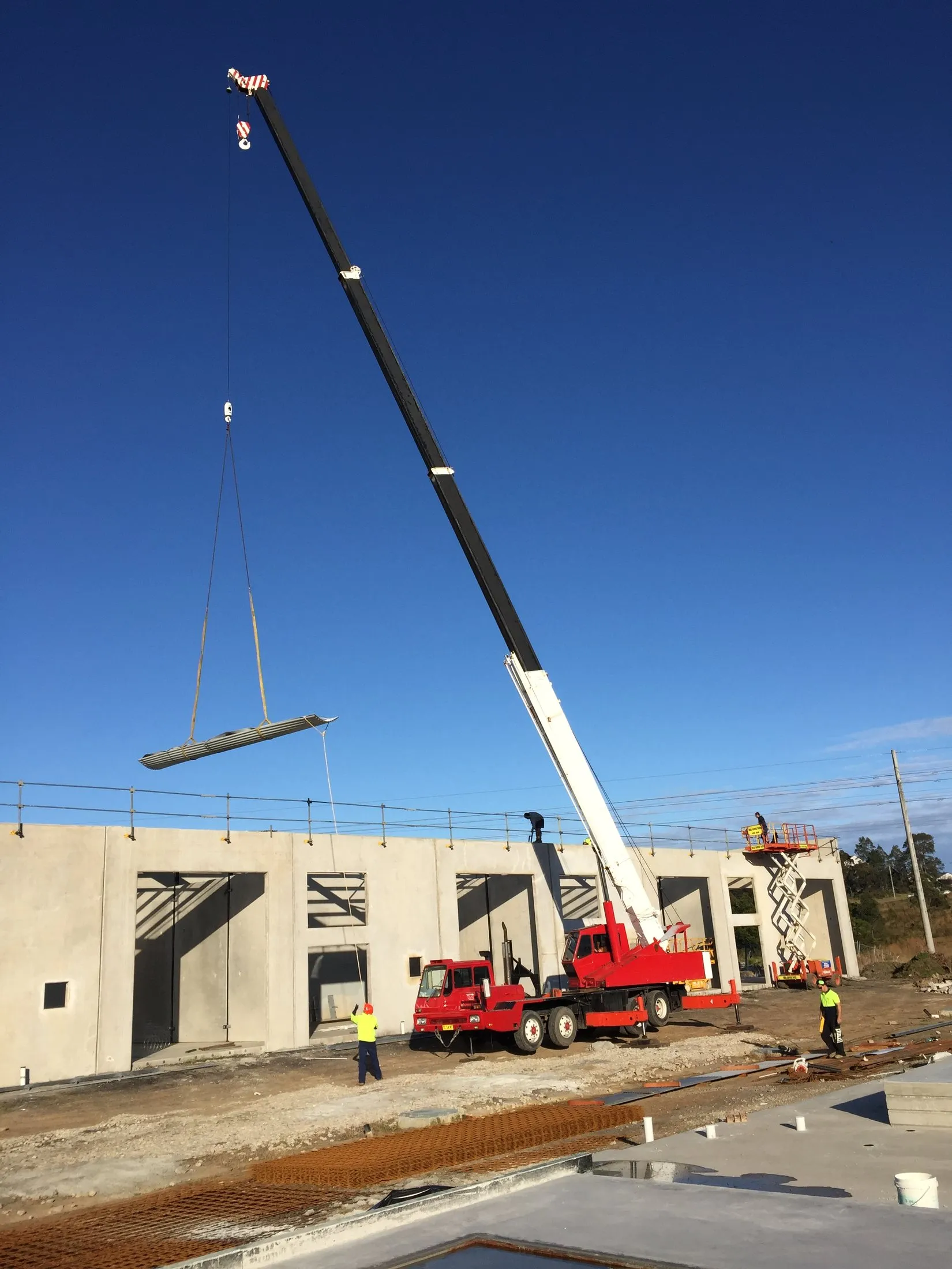 Precast wall panels on site